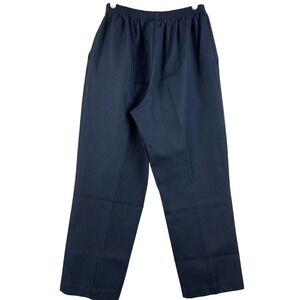 Alfred Dunner Women's Navy Pants Size 8P Pull-on elastic Waist Mid Rise Straight